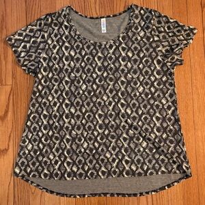 LuLa Roe Black and Gray Geometric Pattern Tee